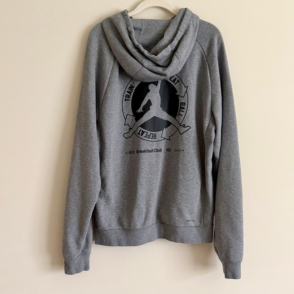 Nike Air Jordan Breakfast Club Mikes Gym Hoodie Size Medium Gray Jumpman Fleece - Picture 4 of 14